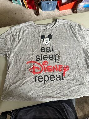 Disney Light Gray Speckled Tee with Red Logo